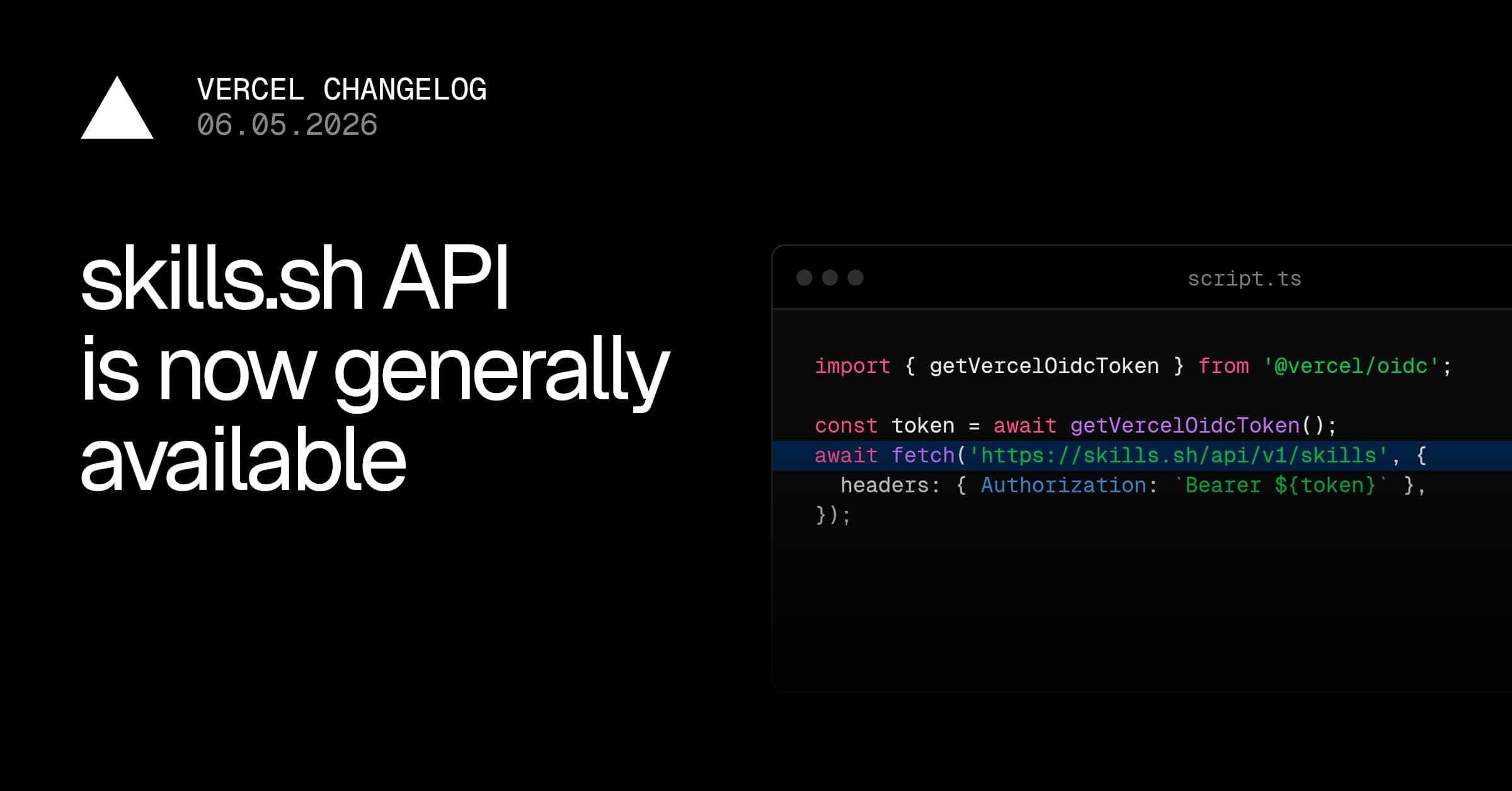 The skills.sh API is now available
