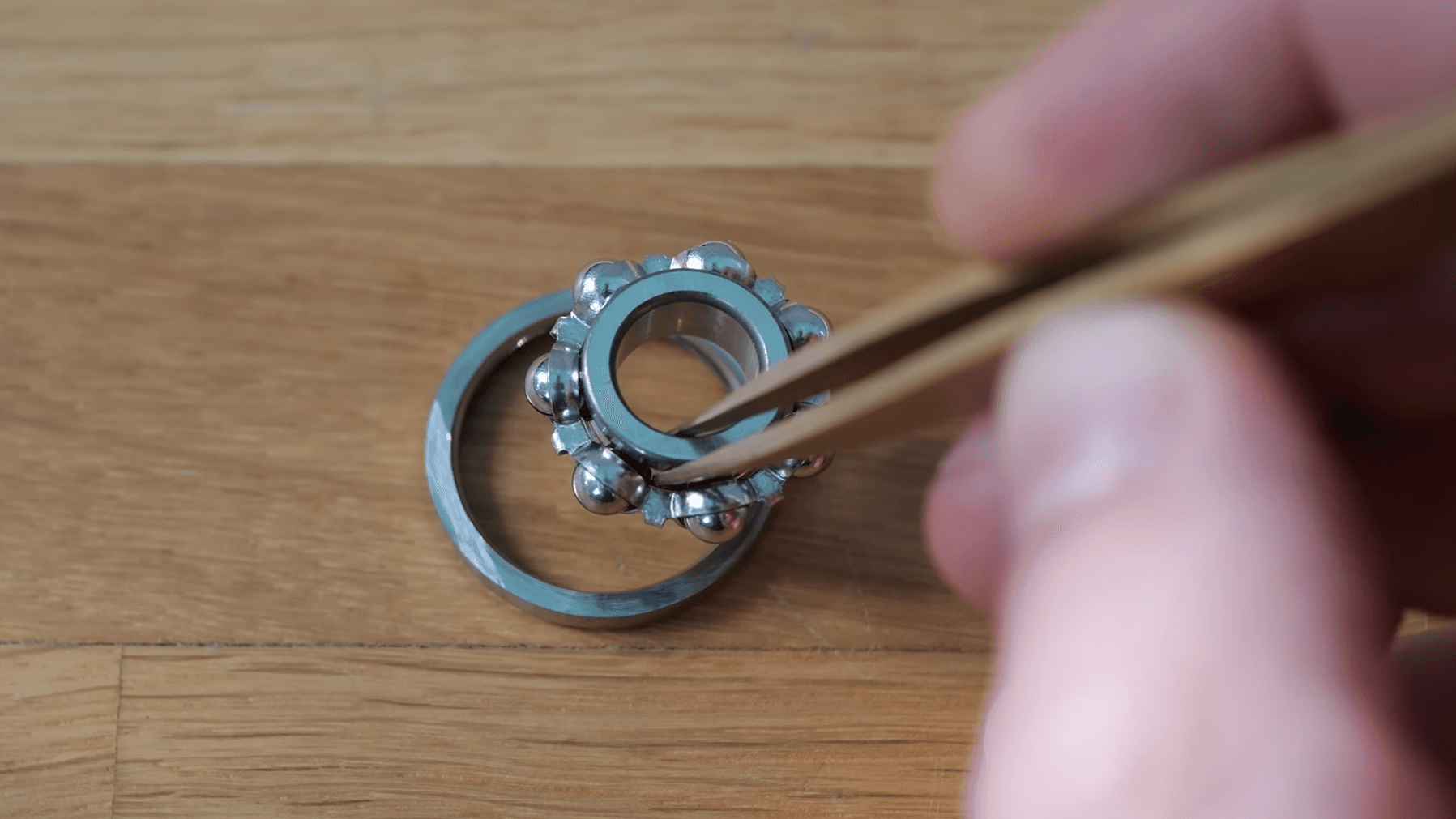 Splitting a Ball Bearing to Cut Out Backlash